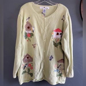 Claire Murray women’s bird embroidered cardigan sweater size 1X
